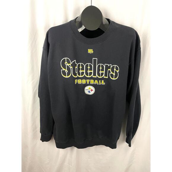 VTG Pittsburgh Steelers Sweatshirt Mens NFL 90s Black Football - Picture 5 of 9